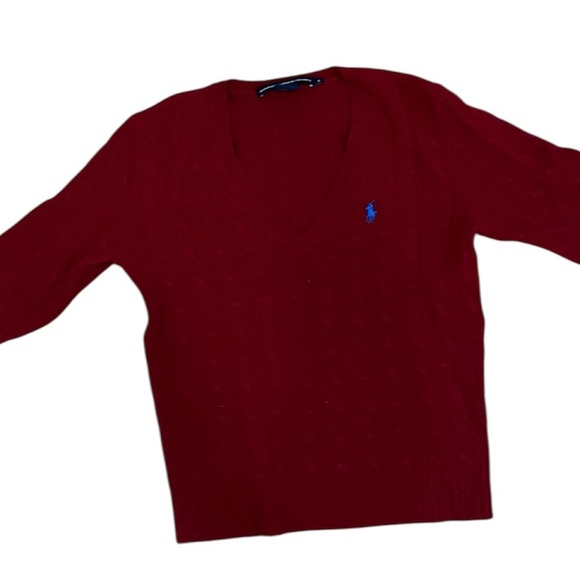 Ralph Lauren Women’s Red Cable Knit Sweater - Picture 1 of 3